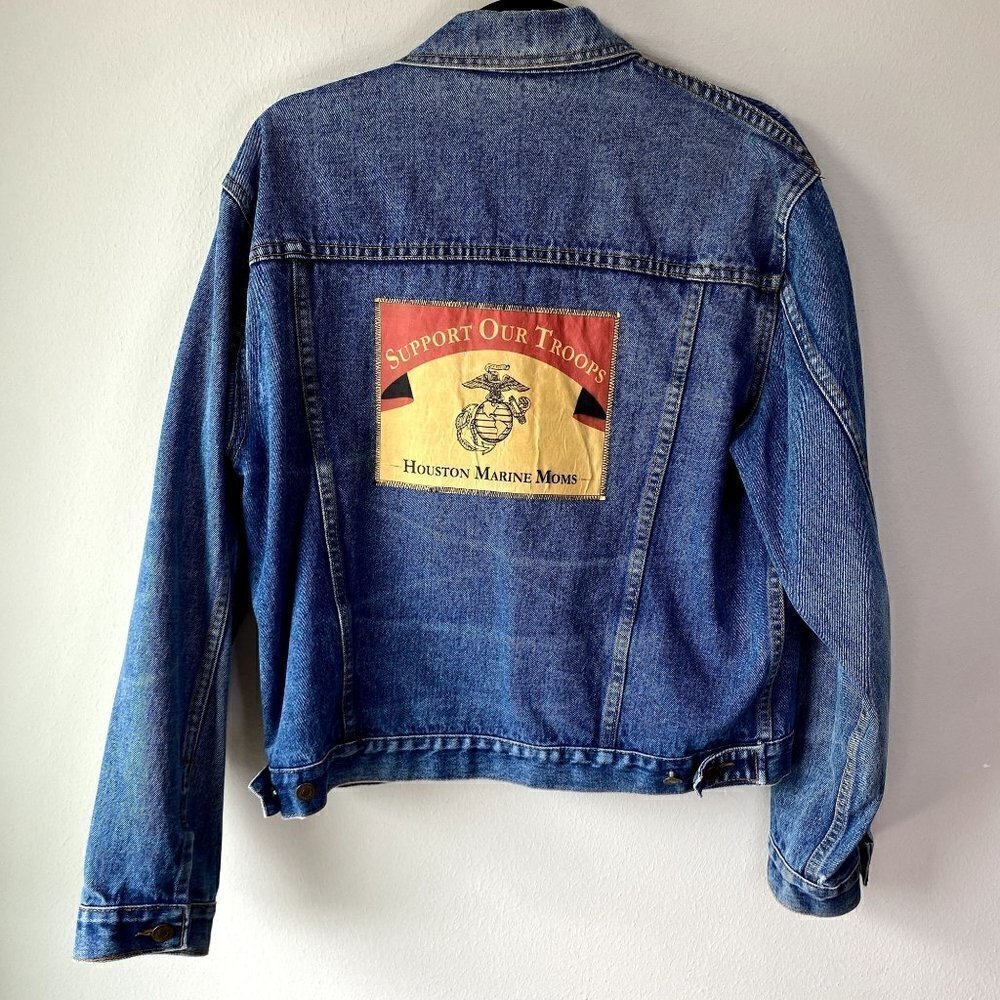 Vintage Windbreaker Support Our Troops Jean Jacket L